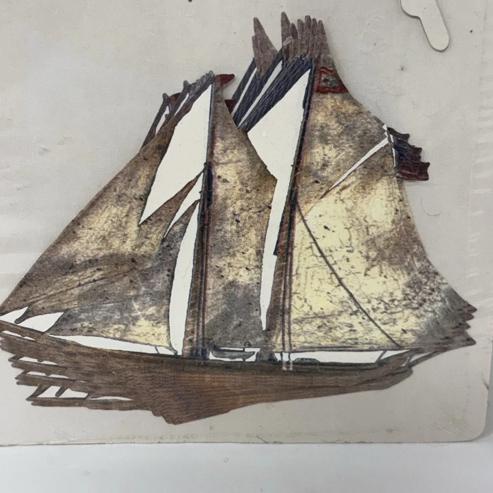 Vintage Brewster Donnas Sailboat Ship Wallpaper Cutouts Pre-Pasted NOS Style